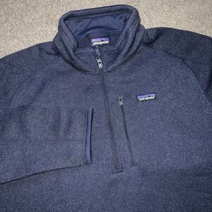 Patagonia Better Sweater Mens 2XL Navy Blue Fleece 1/4 Zip Mock Neck Pullover